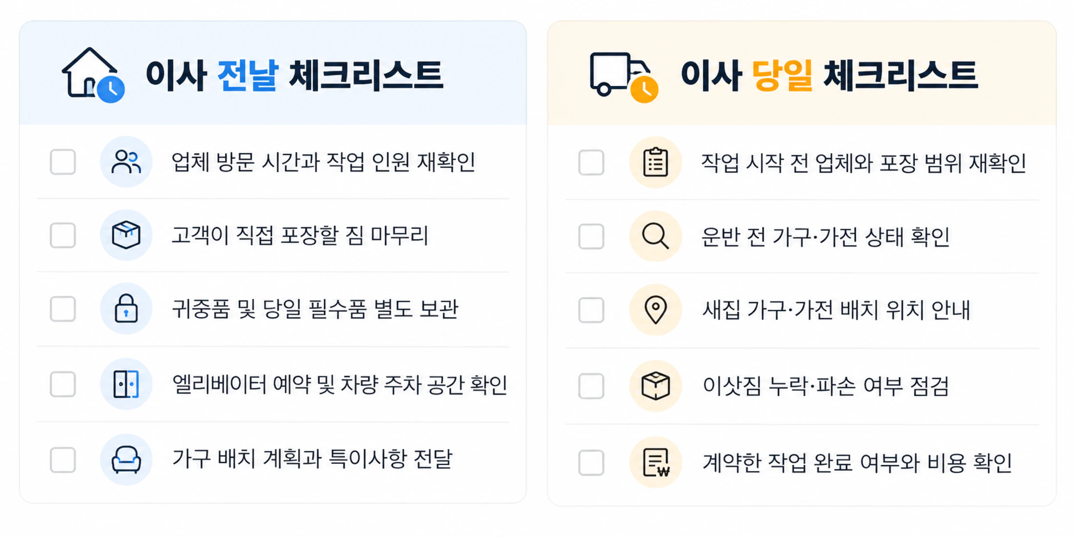 이사 전날과 당일, 무엇을 확인해야 할까?