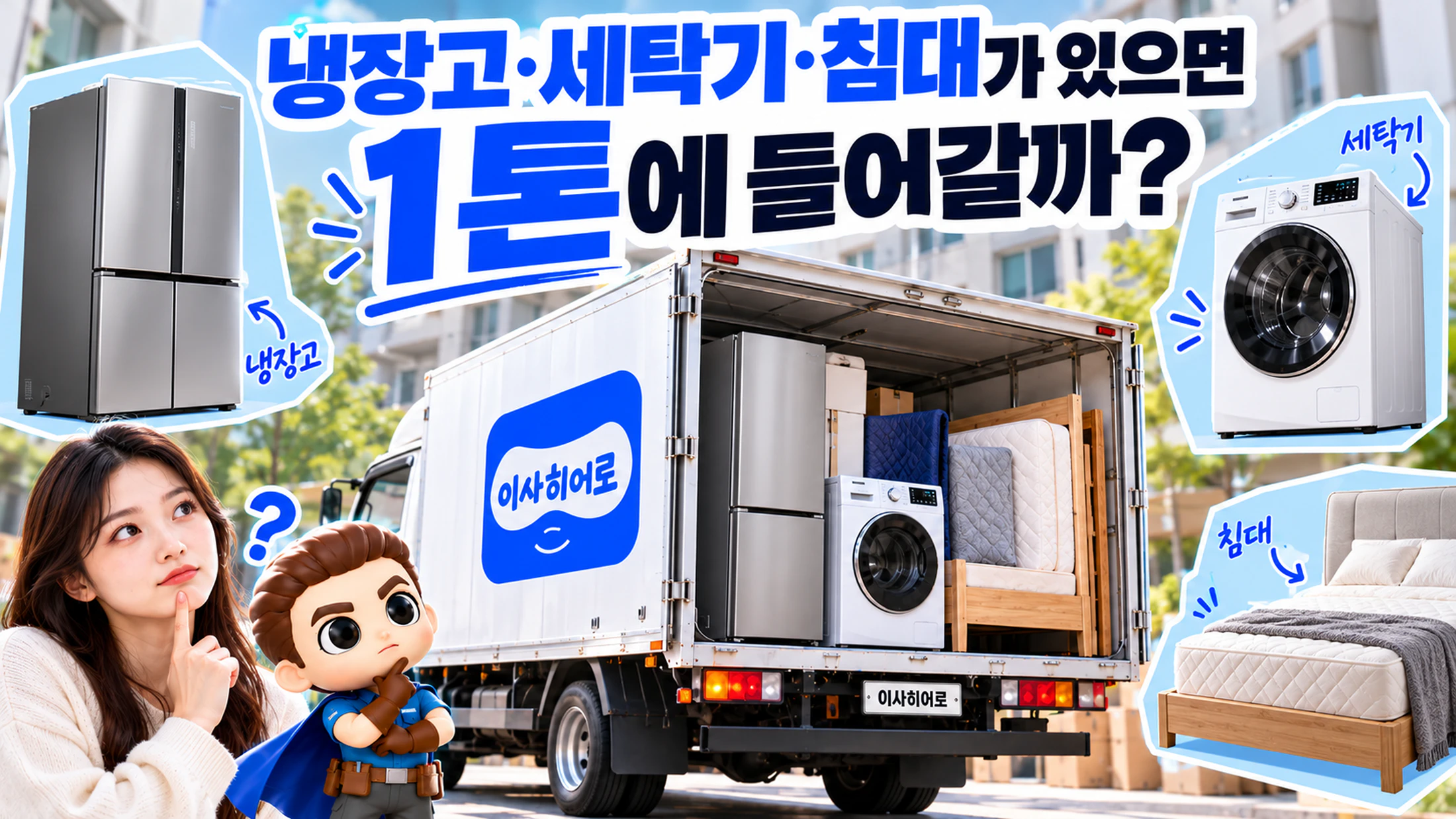 냉장고·세탁기·침대가 있으면 1톤에 들어갈까? 실제 제품 크기로 계산해 봤습니다