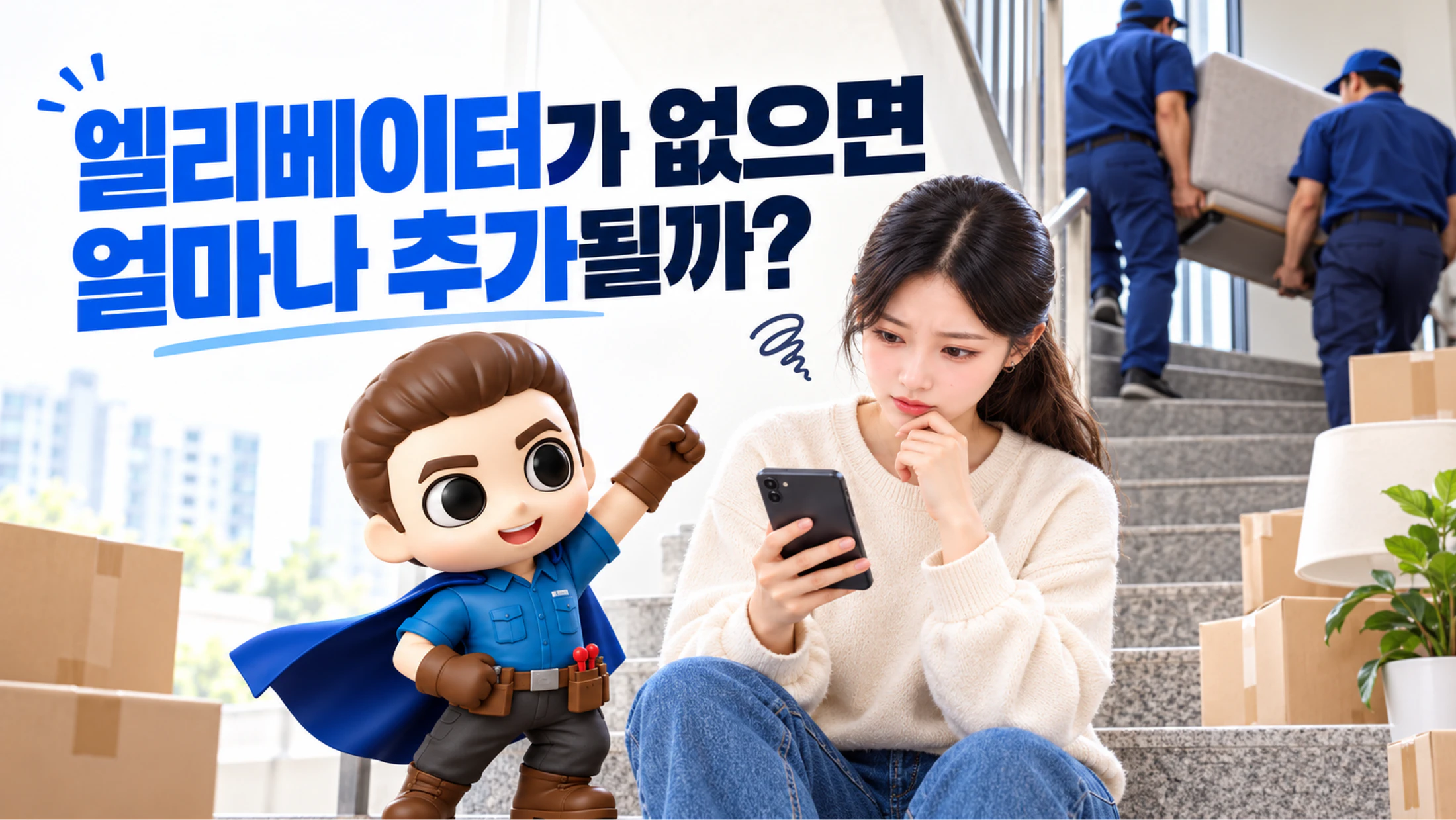 엘리베이터가 없으면 얼마나 추가될까? 층수별 계단 운반비와 사다리차 비교