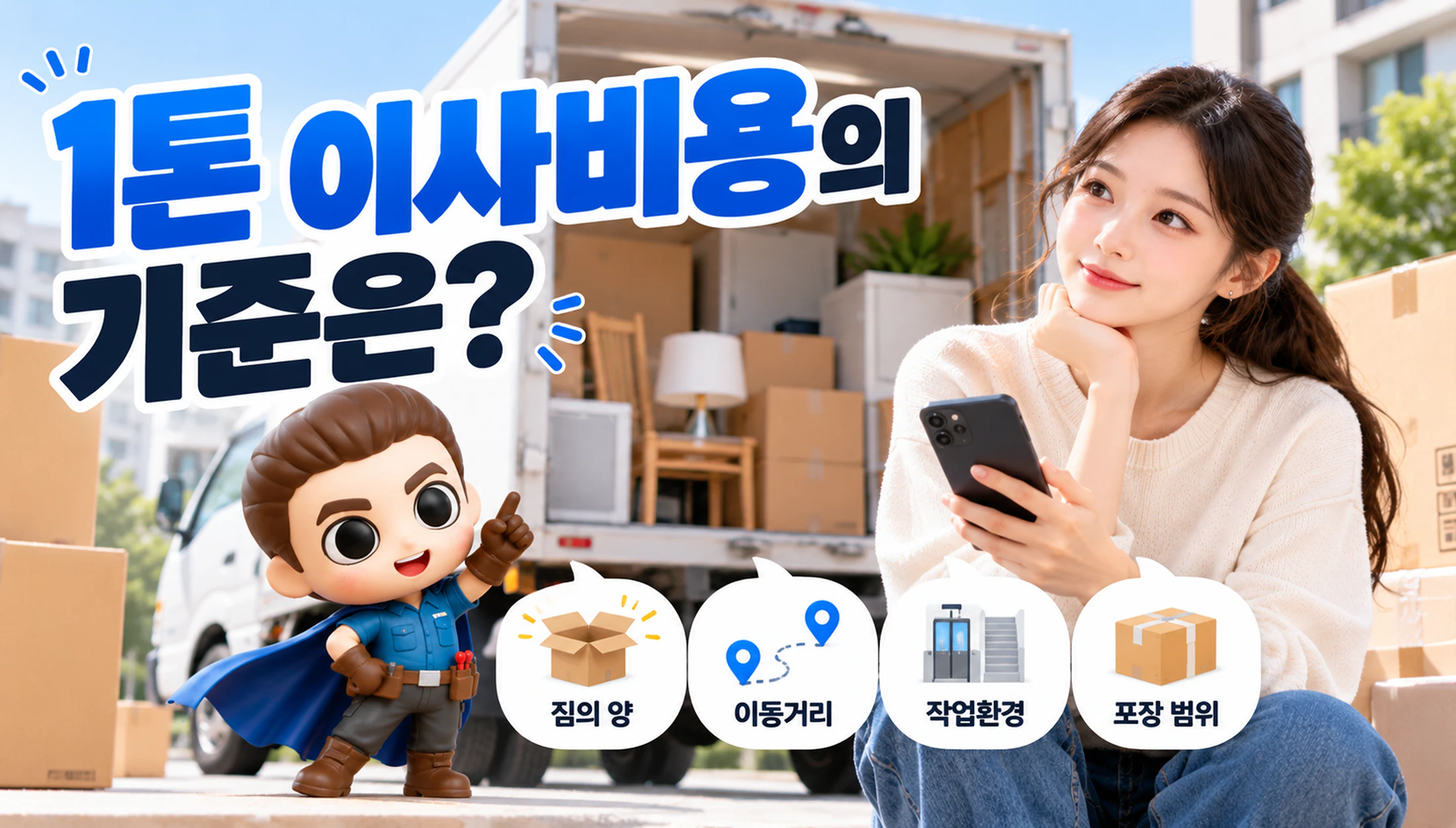 1톤 이사비용의 기준은? 이사 방식별 가격대와 추가요금 정리