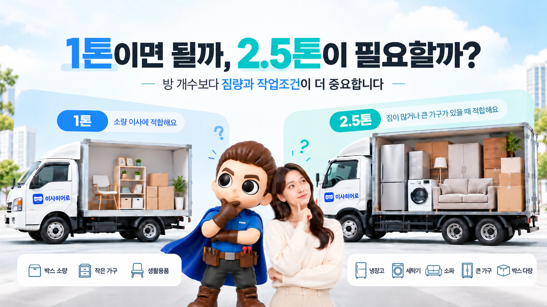 1톤이면 될까, 2.5톤이 필요할까? 짐 양별 트럭 선택 기준과 비용 차이
